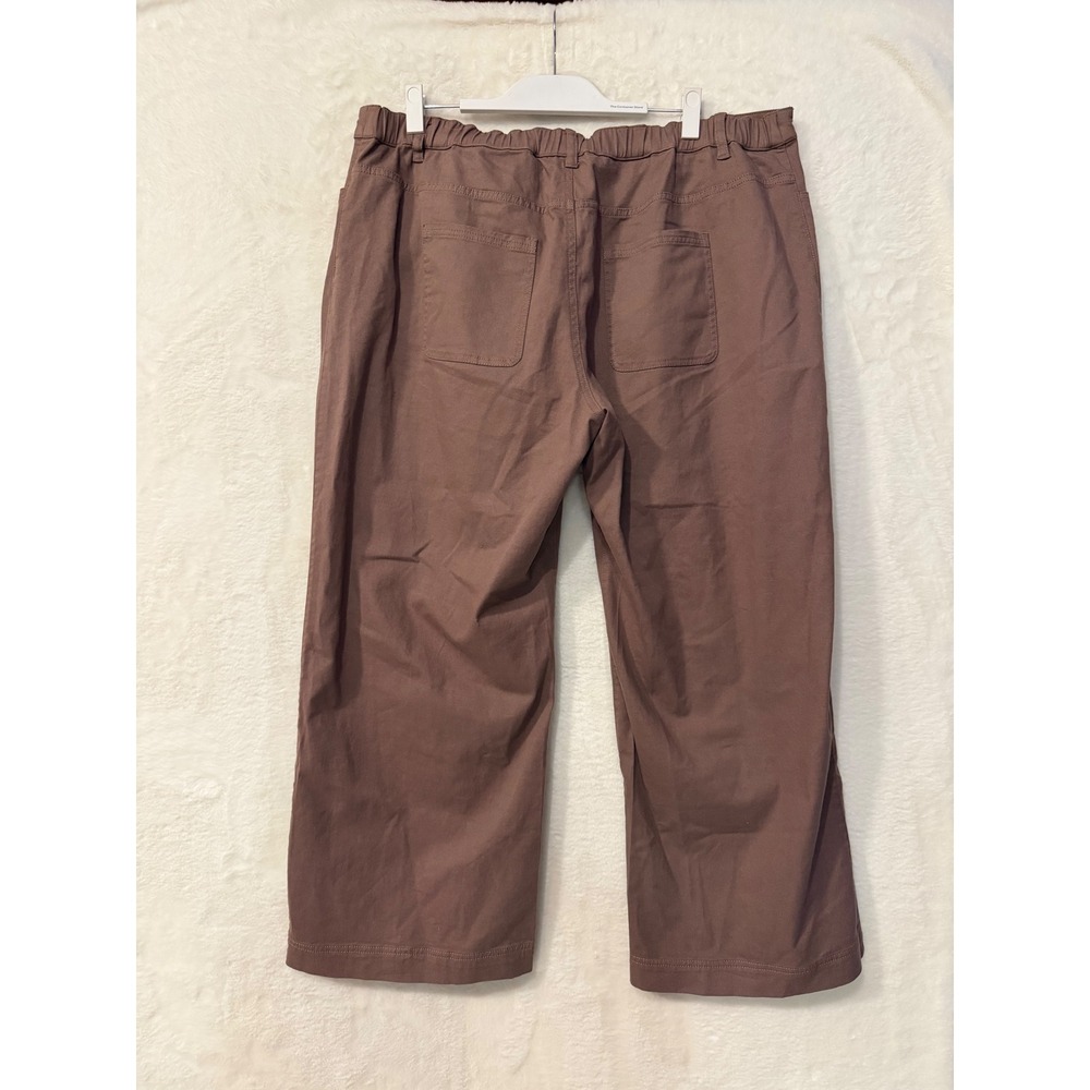 Pact Organic Cotton Wide Leg Pants Womens XXL Brown Elastic Waist Sustainable - Picture 7 of 8